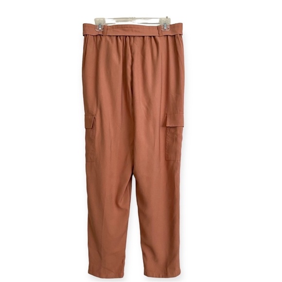 High Waist Pleated Tapered Cargo Pants Size Medium Pockets Lightweight Spring - Picture 2 of 16